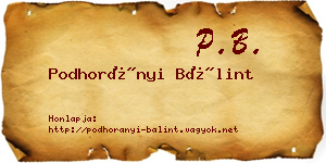 Podhorányi Bálint névjegykártya