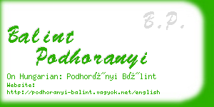balint podhoranyi business card